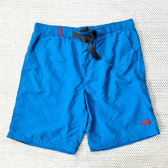 The North Face Men Class V Drummer Blue Red Accent With Belt Trunks Shorts Large - Picture 1 of 8